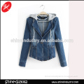 spring latest design 2015 hooded jean jacket women's denim coat